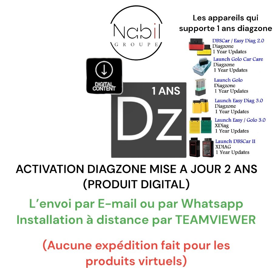 ACTIVATION DIAGZONE MISE A JOUR 1 ANS (Digital Product) NABIL GROUPE